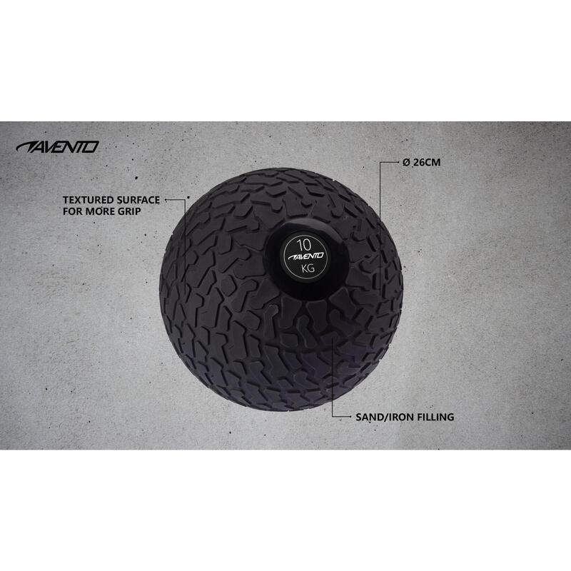 Minge Slam Ball Texturată, 10 kg, Negru
