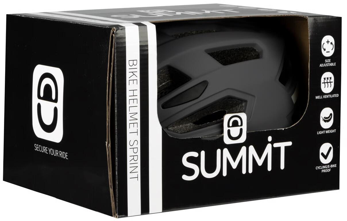 Summit Fietshelm, Verstelbaar voor Volwassenen, Zwart, One Size 6/6