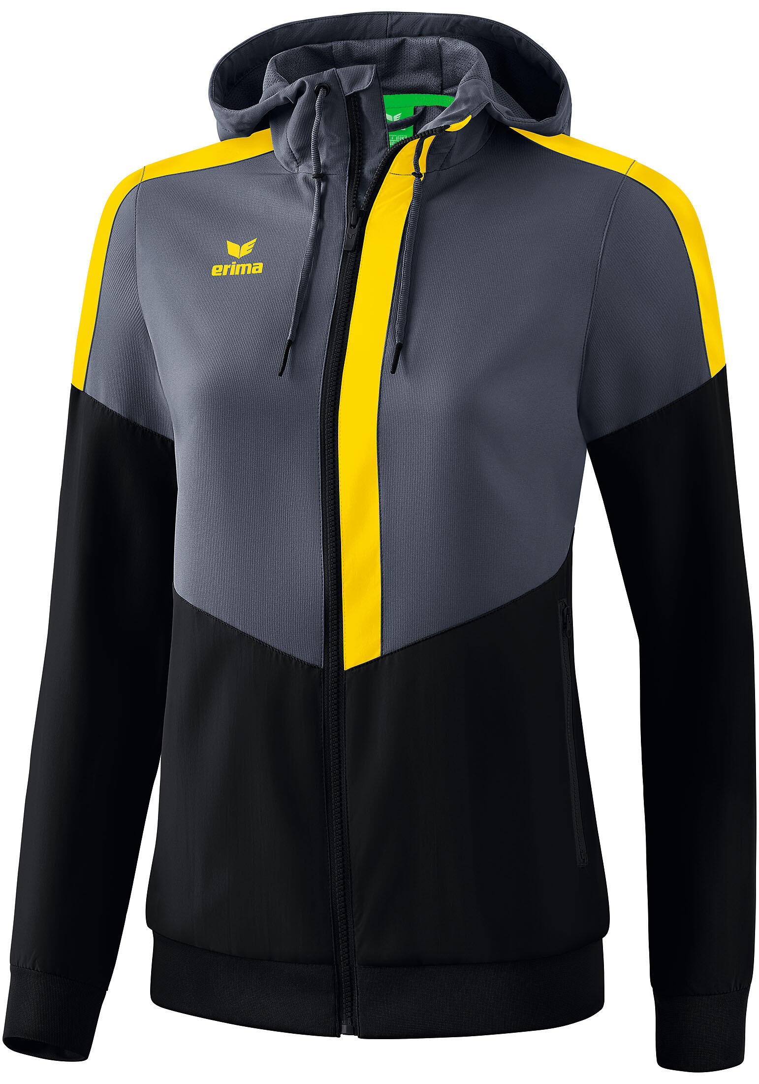 Erima Squad Veste Tracktop à Capuche Femme - Slate Grey / Noir / Jaune 5/6