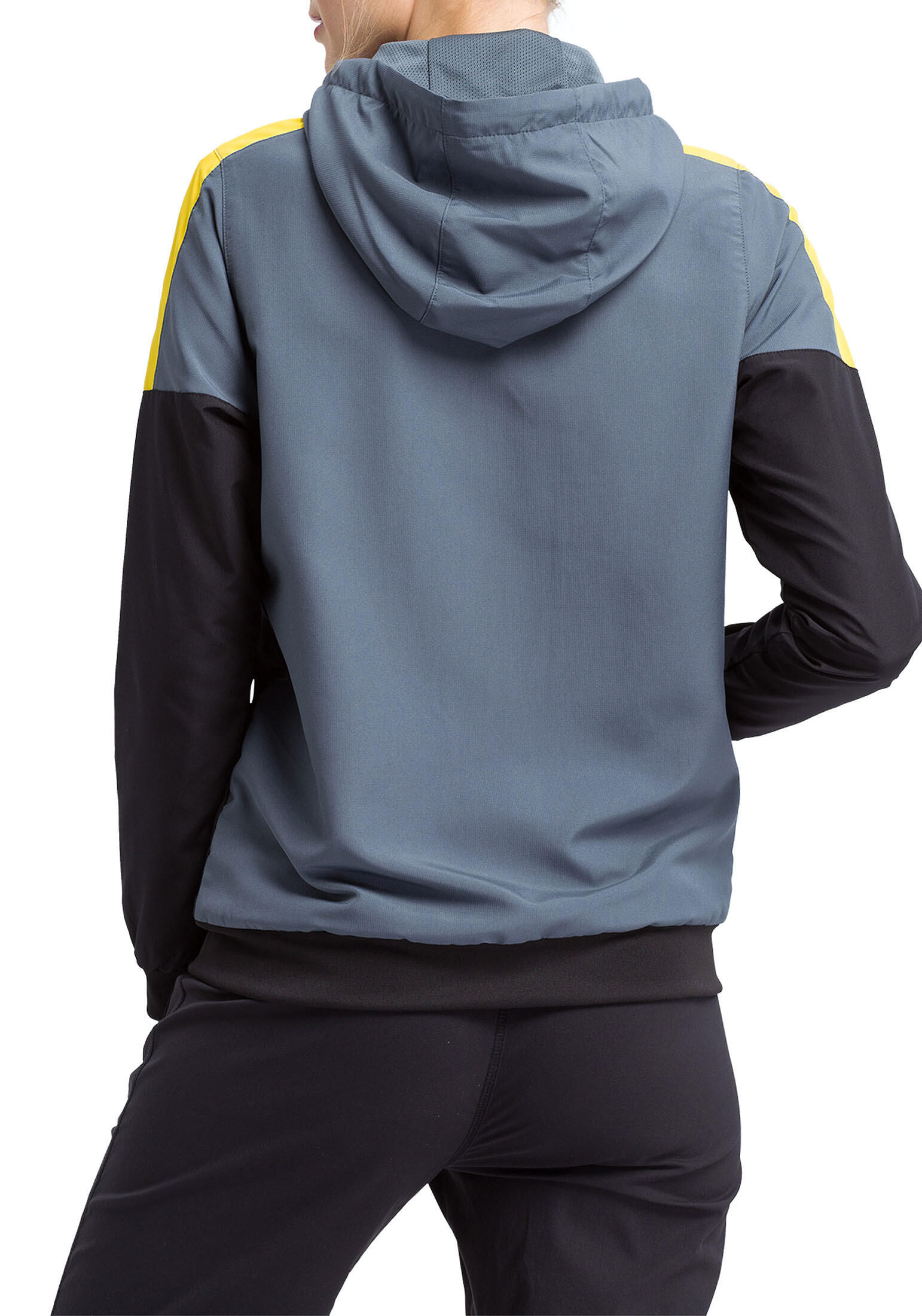 Erima Squad Veste Tracktop à Capuche Femme - Slate Grey / Noir / Jaune 2/6