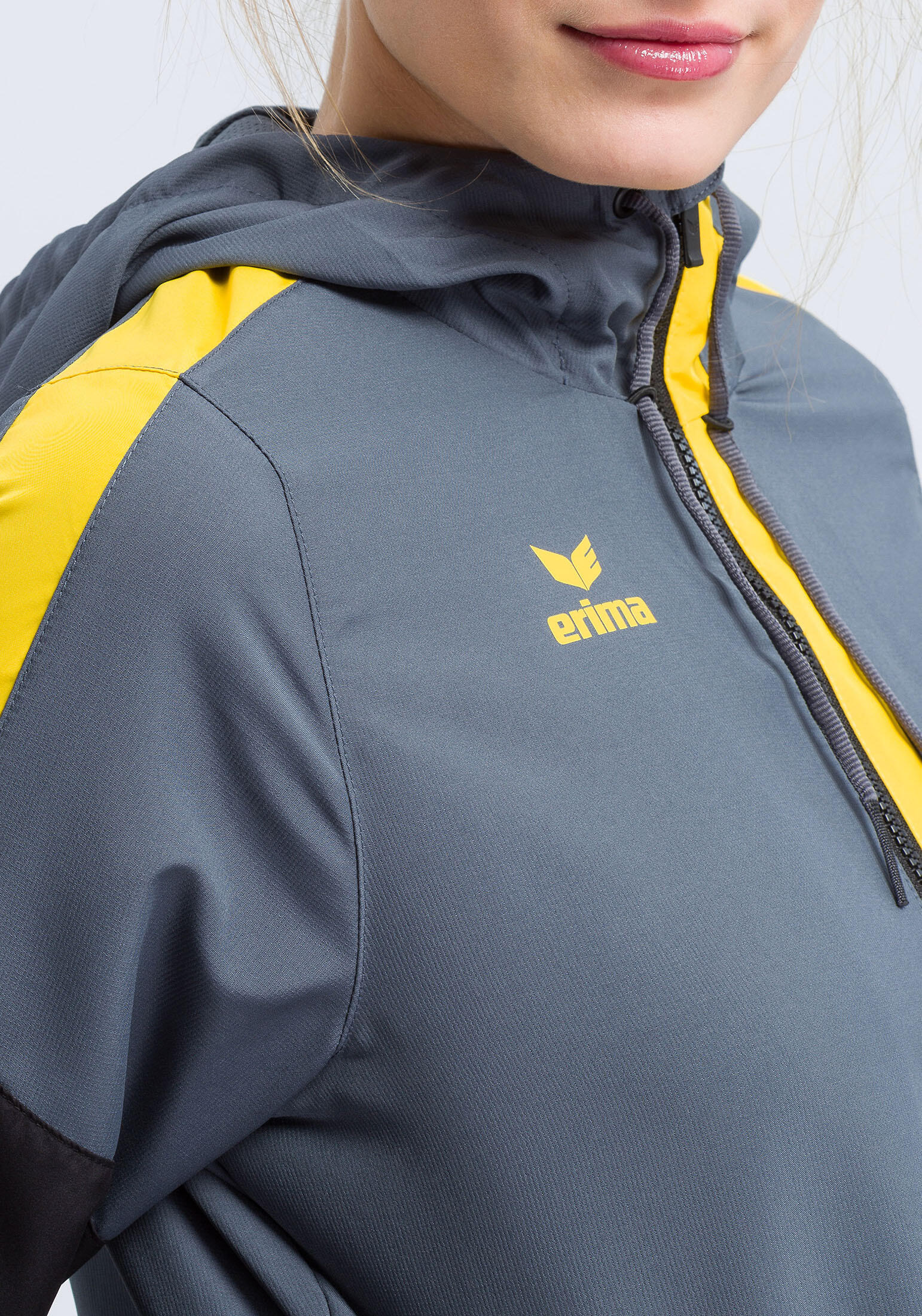 Erima Squad Veste Tracktop à Capuche Femme - Slate Grey / Noir / Jaune 4/6