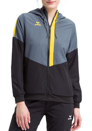 Erima Squad Veste Tracktop à Capuche Femme - Slate Grey / Noir / Jaune