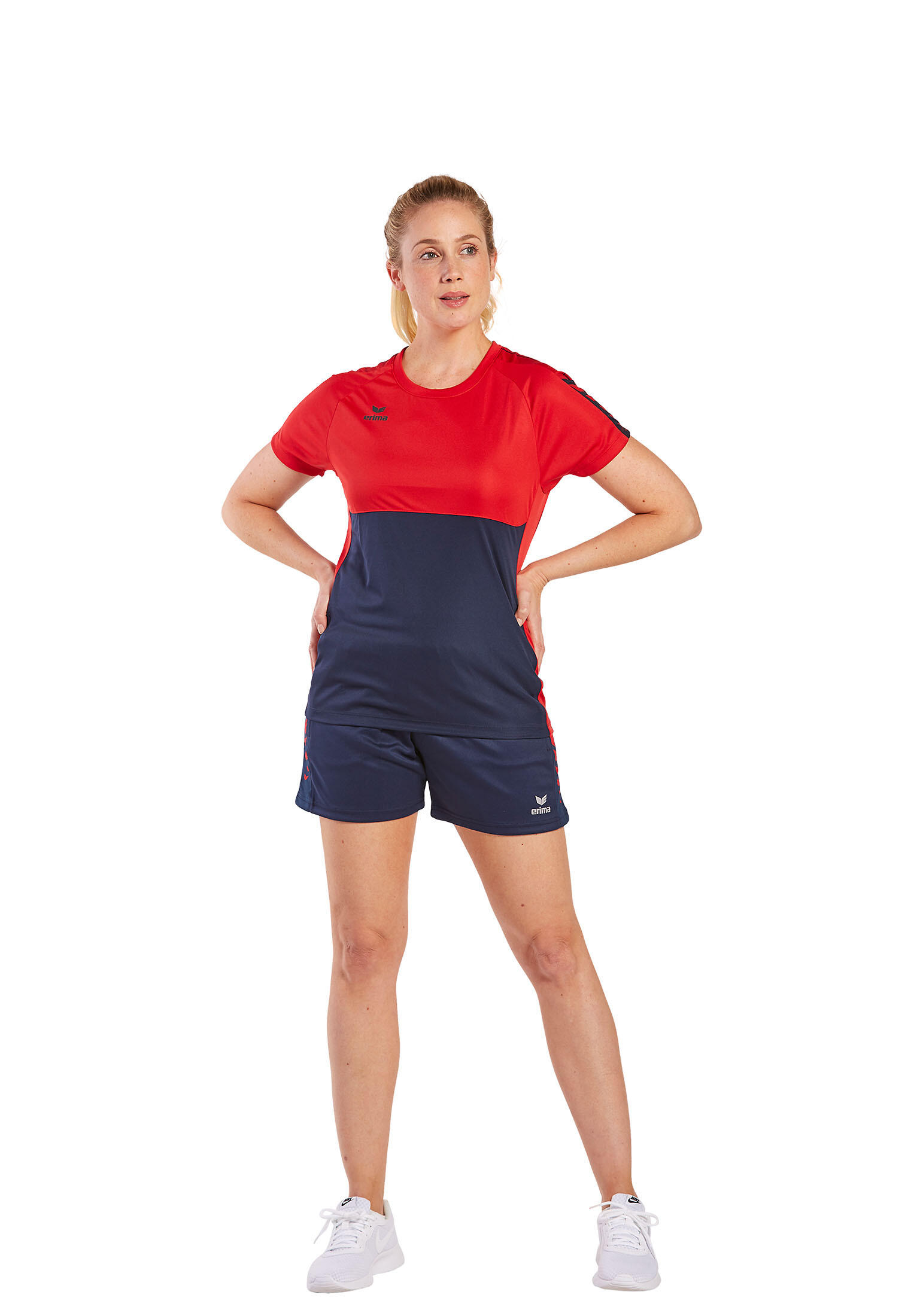 Erima Six Wings T-Shirt Dames - New Navy / Rood 3/7