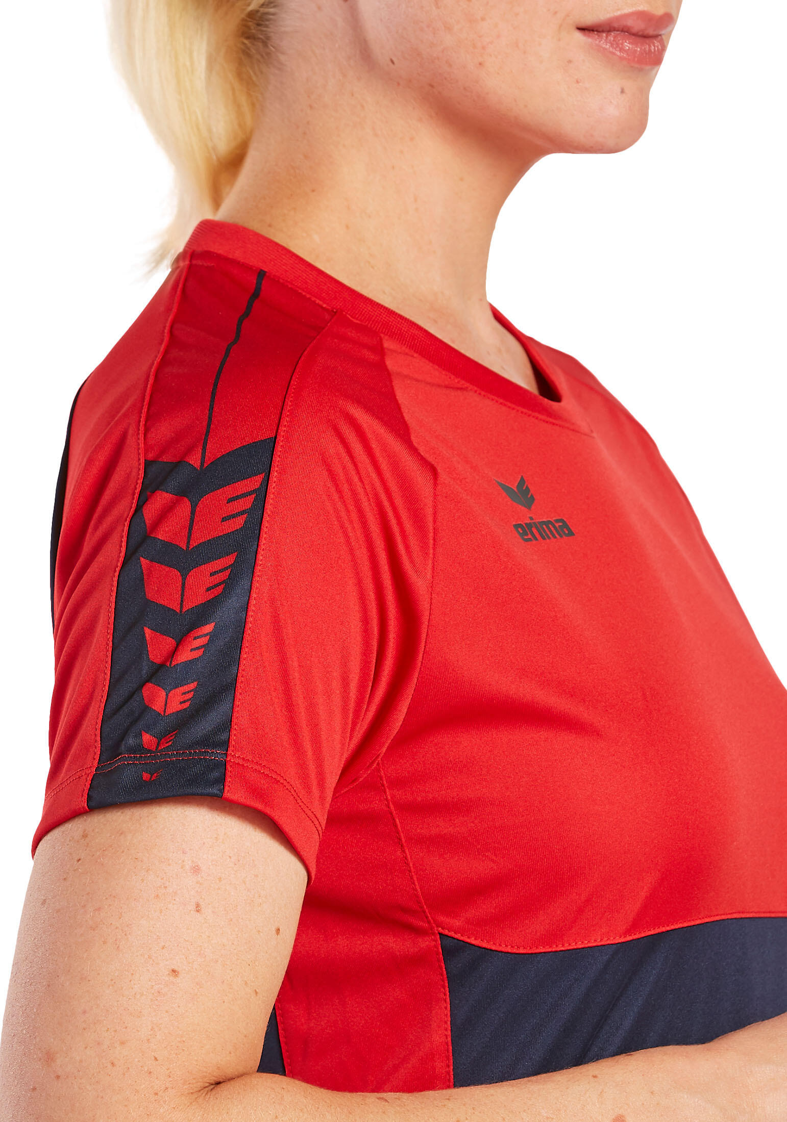 Erima Six Wings T-Shirt Dames - New Navy / Rood 4/7