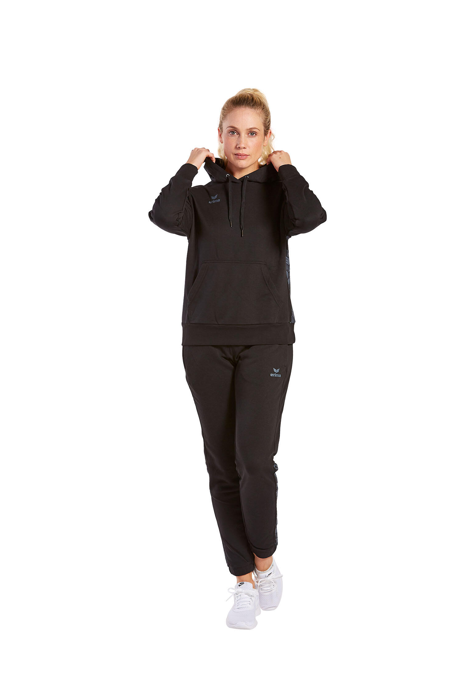 Erima Squad Felpa Con Cappuccio Donna - Tessuto Cotton Touch, Tasca A Marsupio, Polsini A Coste - Abbigliamento Sportivo - 2