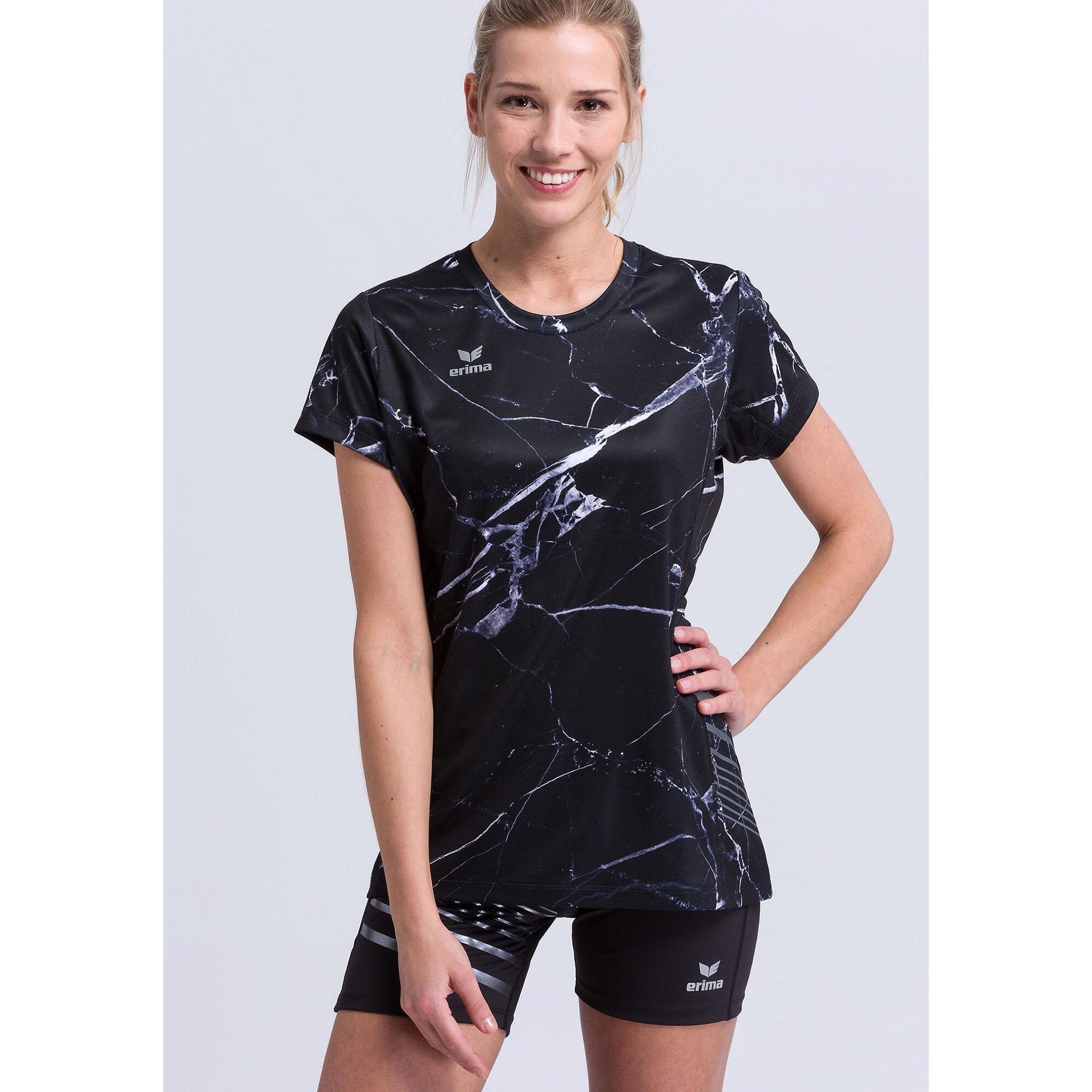 Erima - T-shirt Running Femme Erima Race Line 2.0 - T-shirt Manches Courtes - Blanc|noir - 34 - Decathlon