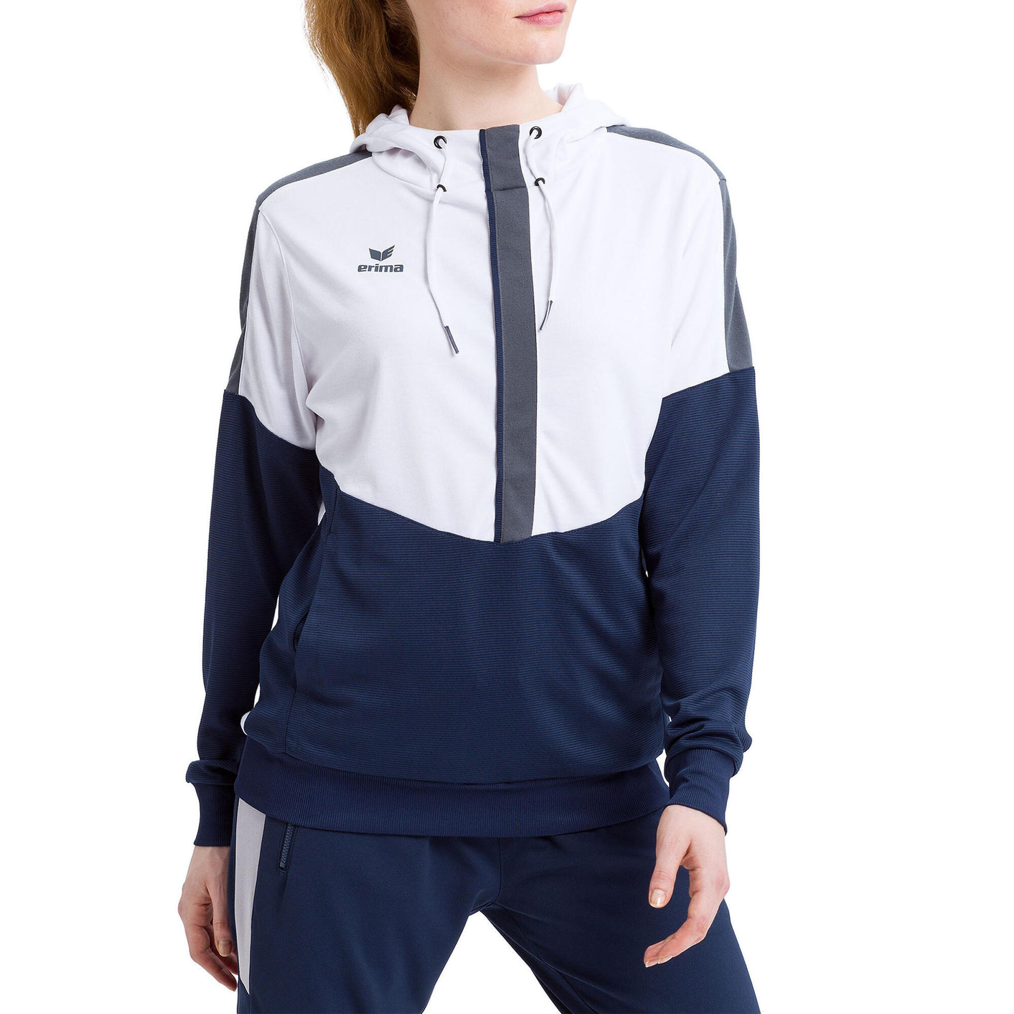 Erima - Sweat À Capuche Femme Erima Squad - Pull - Blanc|bleu - 44 L - Decathlon