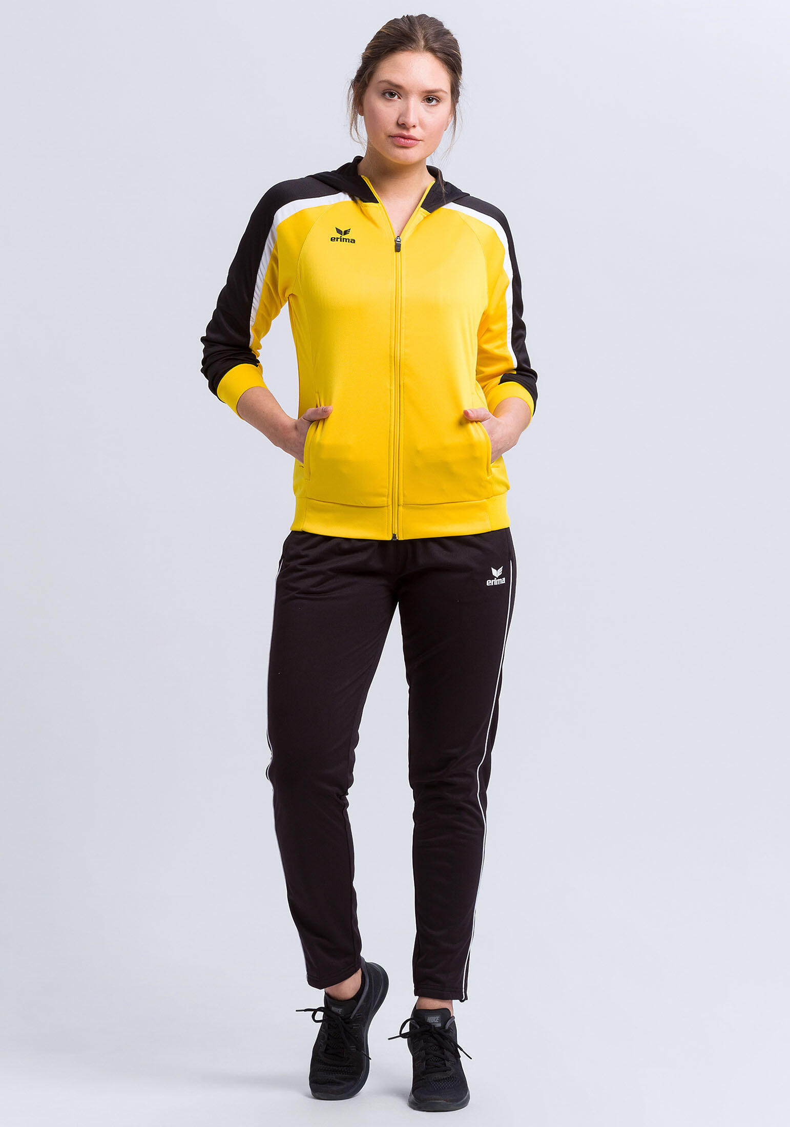 Erima Liga 2.0 Veste d'entraînement à capuche femmes - Jaune / Noir / Blanc 3/6