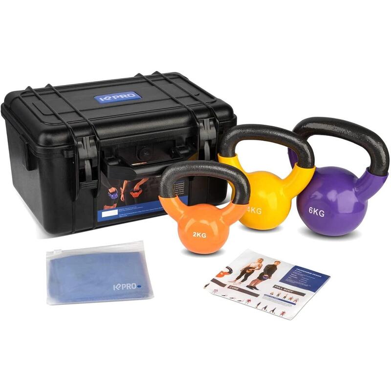 Set kettlebells 2kg-4kg-6kg multicolor în cutie solidă