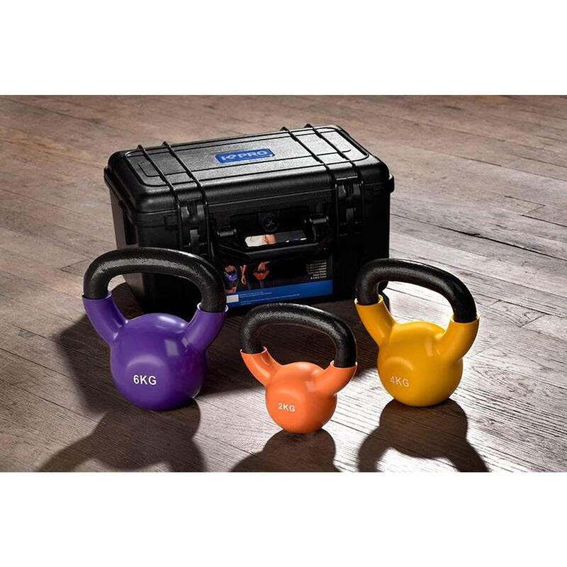 Set kettlebells 2kg-4kg-6kg multicolor în cutie solidă