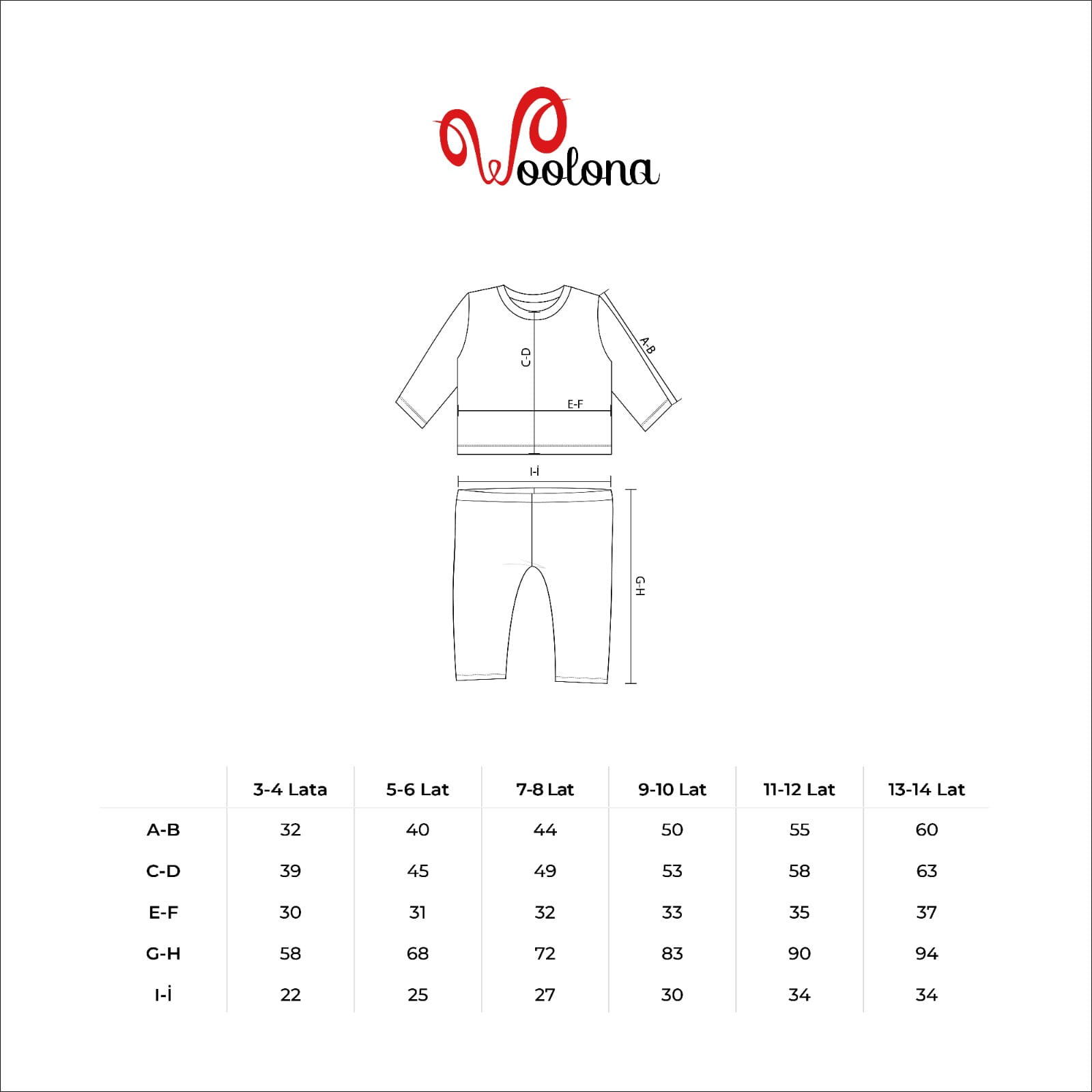 Komplet bielizny termoaktywnej dla dzieci Woolona 100% Merino Woolona 3/3