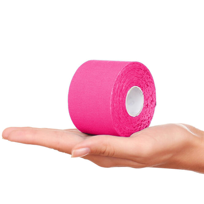 KINESIO TOP TAPE BENDAGGIO ADESIVO ELASTICO PER KINESIOTERAPIA 5CMX5M FUCSIA 3/4