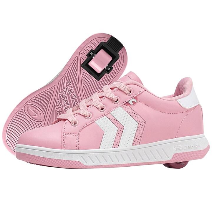 BREEZY ROLLERS Classic Pink/White Kids Wheeled Heel Shoe