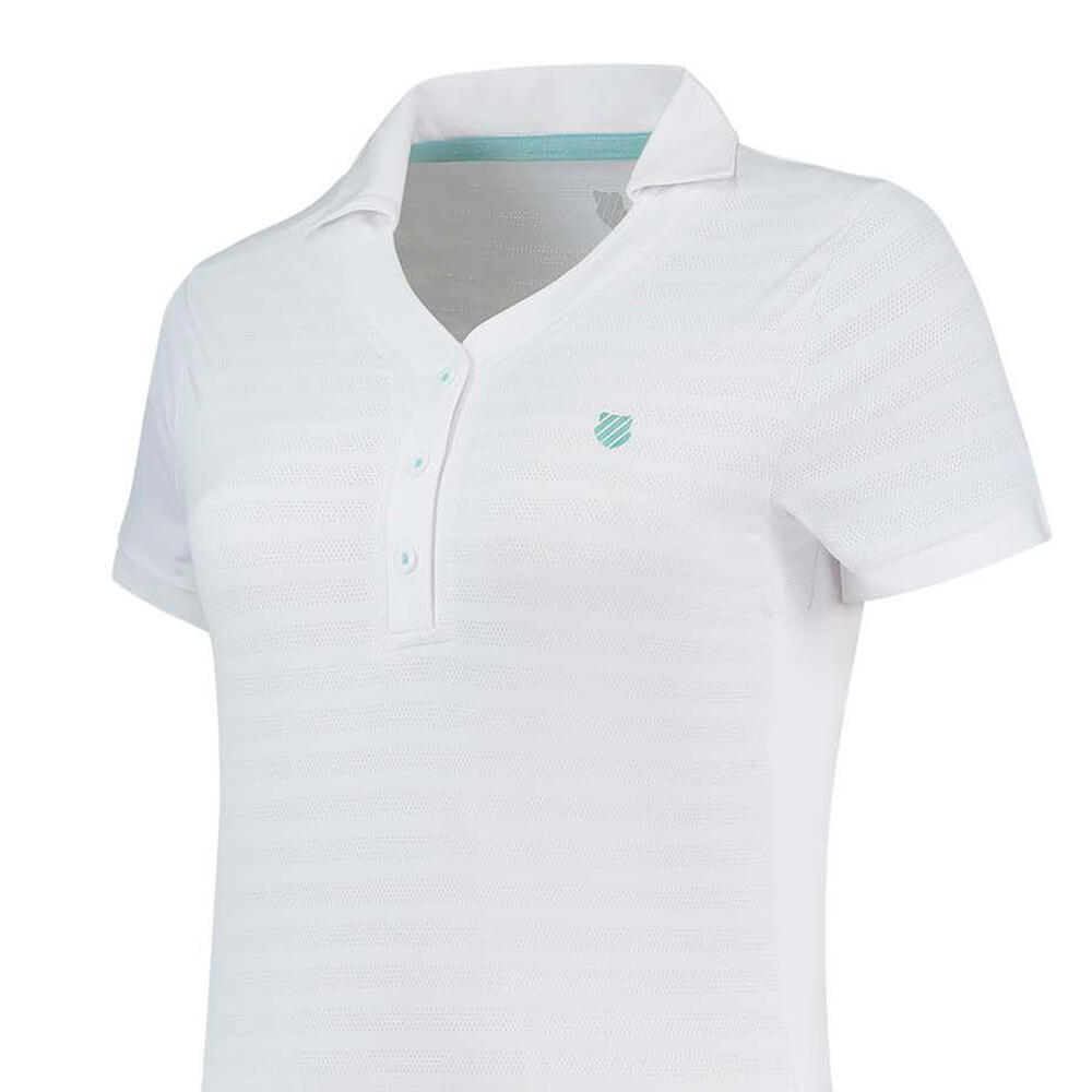 Polo manga corta Hypercourt 5 tenis y pádel Mujer K-Swiss blanco 3/4