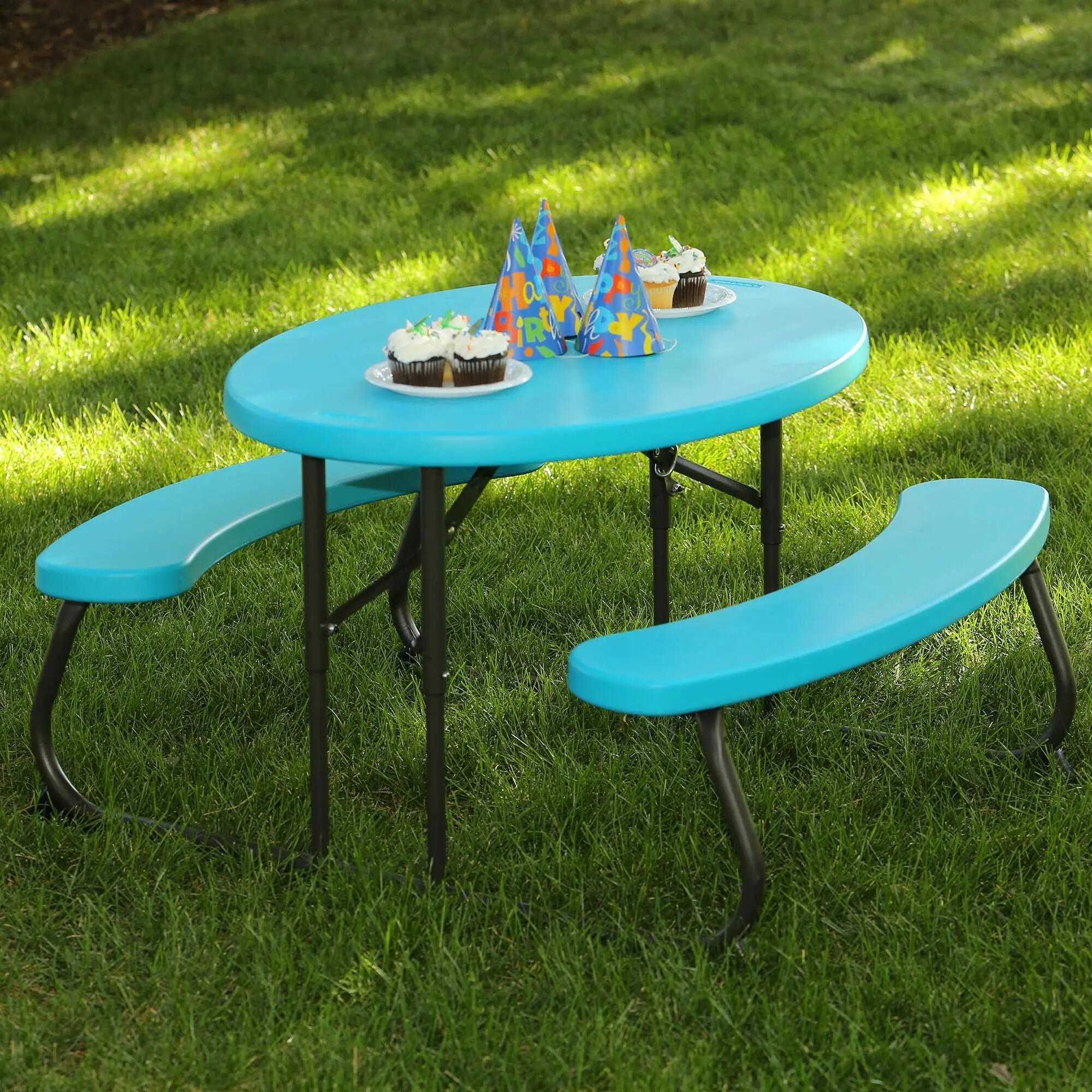 Masă de picnic ovală pentru copii Lifetime, albastru 5/7