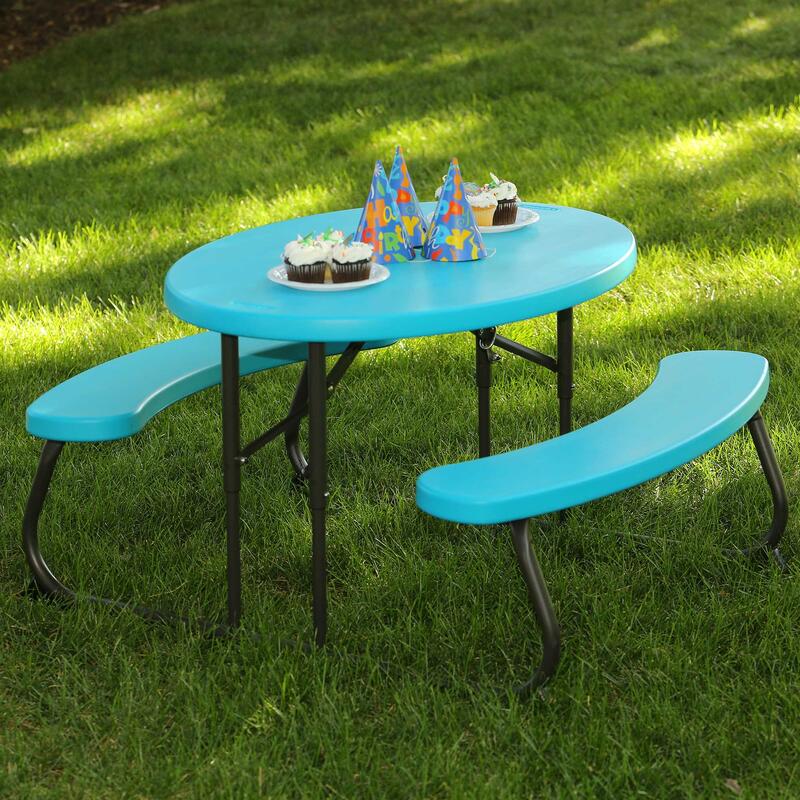Masă de picnic ovală pentru copii Lifetime, albastru