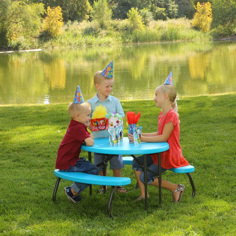 Masă de picnic ovală pentru copii Lifetime, albastru