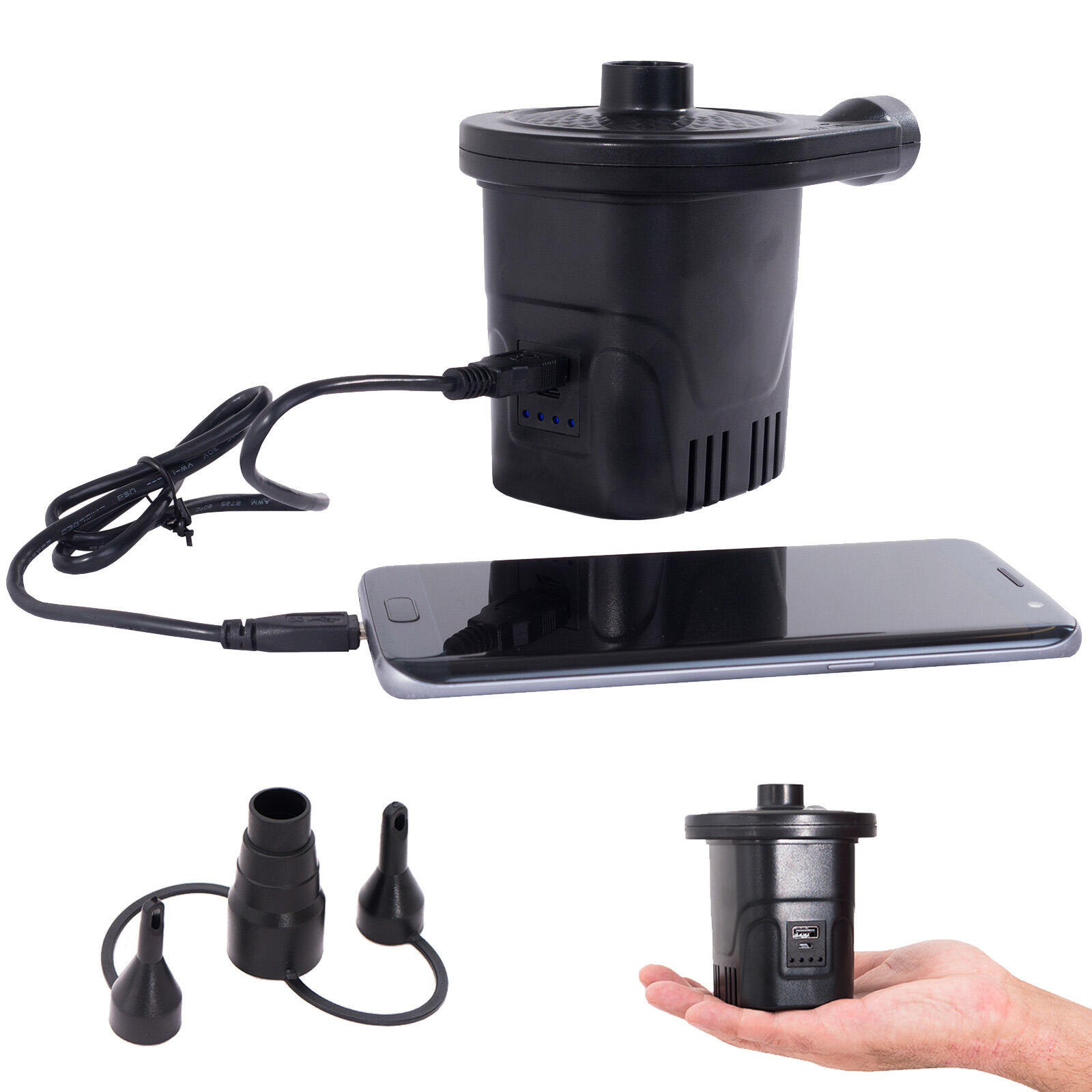 BO-CAMP Bo-Camp Luchtbedpomp elektrisch met USB 250 L/min 12/230 V