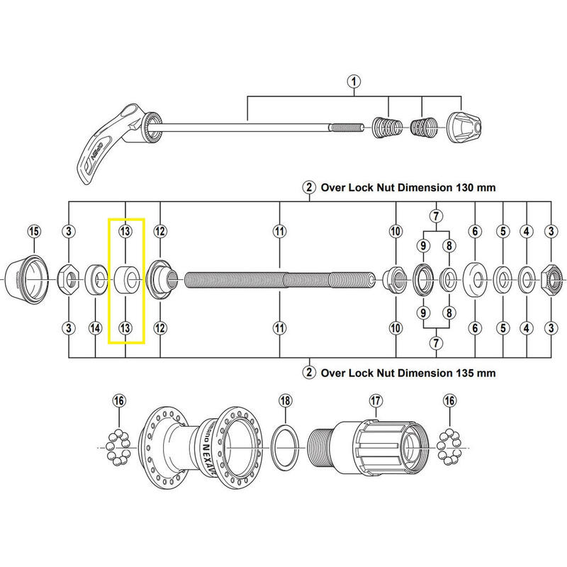 Afstandsbus Shimano links 8 mm