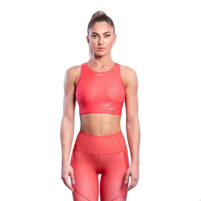 Women Racerback High impact Supportive Yoga Running Sports Bra - Coral pink