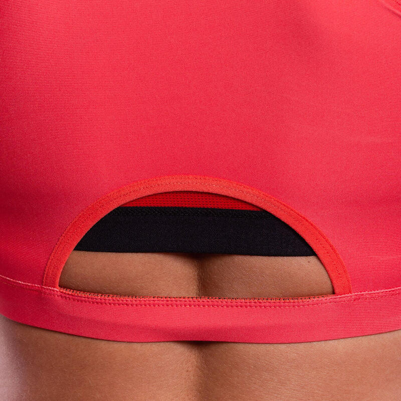 女裝工字背高支撐透氣瑜珈跑步運動內衣 - 珊瑚紅色