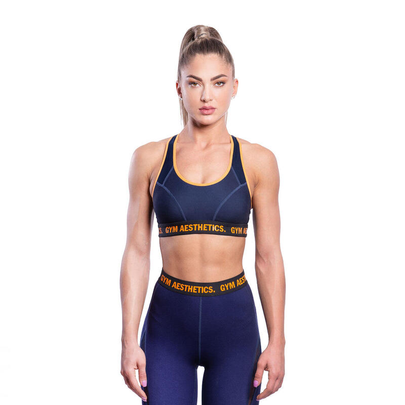 Women Crisscross High impact Supportive Yoga Running Sports Bra - Navy blue