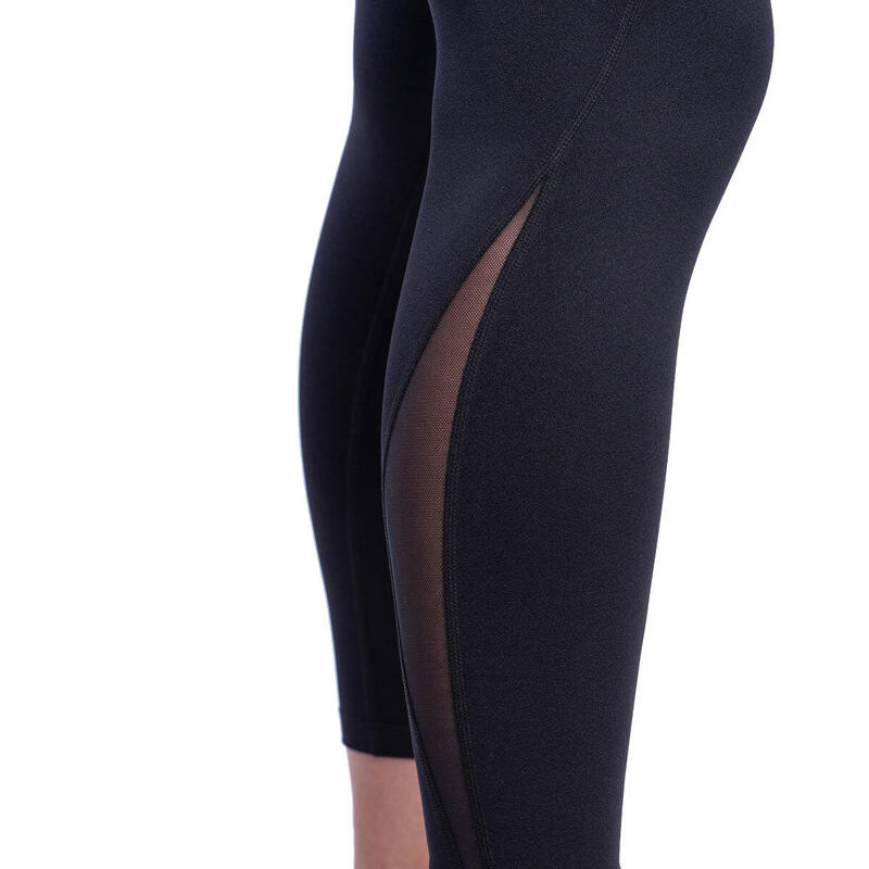 Women GA High-Waist Breathable Activewear Mesh Legging - BLACK