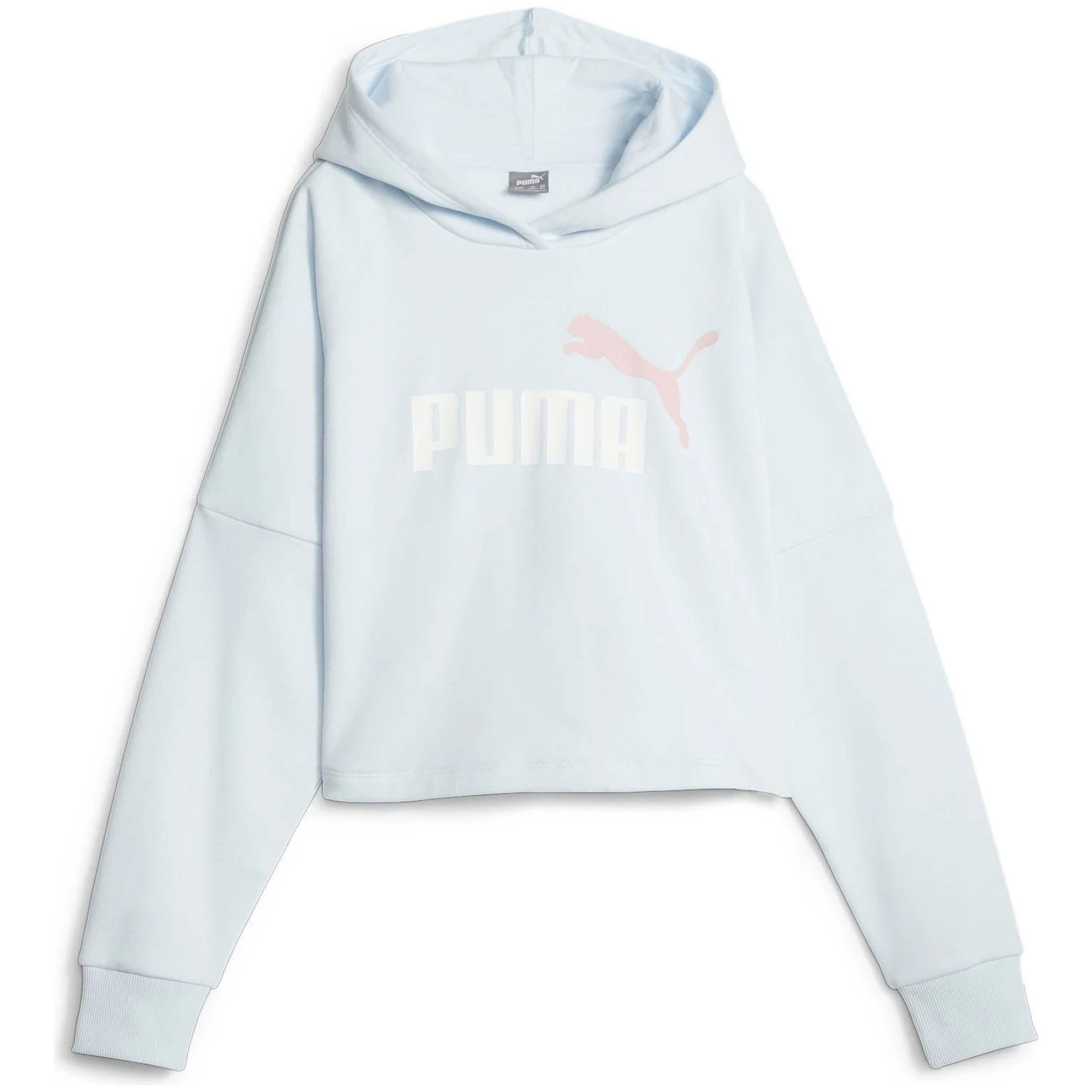 Camisola com capuz menina algodão puma ess cropped. Sky blue
