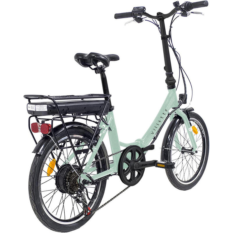 Villette les Vacances, vélo électrique pliant, 6 vitesses, 20 pouces, menthe