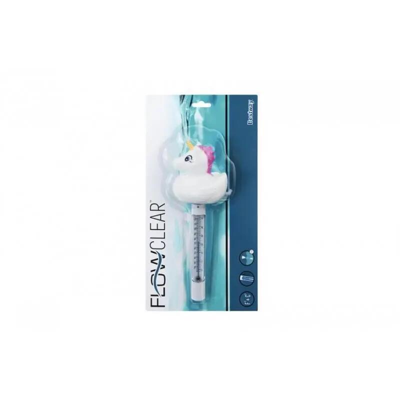 Zwembadthermometer drijvend flamingo of zeepaard met touwtje 2/2