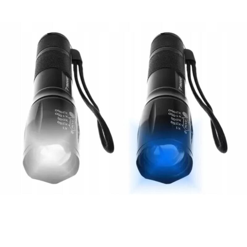 Lanterna cu acumulatoR, LED CREE XPE, UV, ZOOM, reglabila, 300 m, 3x13-14 cm