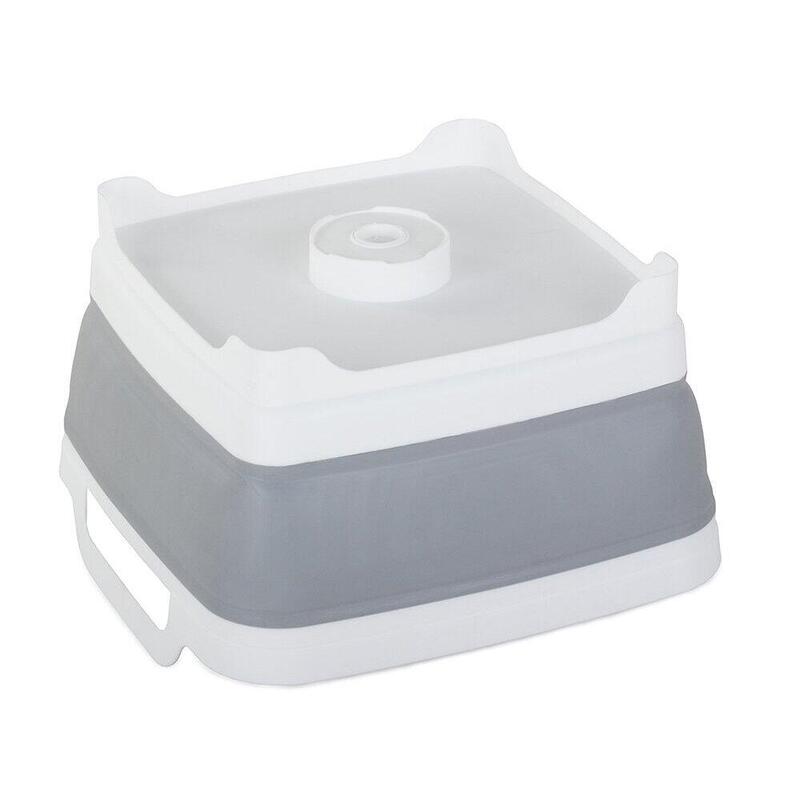 Caserola alimente camping, Verk Group, silicon, pliabila, gri, 8 L, 29x31x20 cm