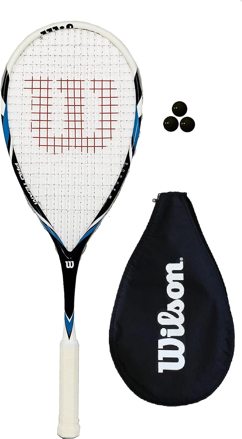 Wilson Pro Team Blue Squash Racket, Cover & 3 Squash Balls 1/3