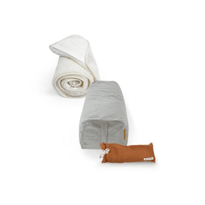 Set de relaxamento - Bolster marrom - Tapete de yoga de lã - Almofada de olhos