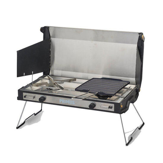 Réchaud camping - unisexe - 2 feux, plaque grill - tupike
