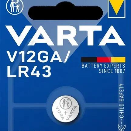 Varta V12GA (LR43) Alkaline Button Cell 1.5V 67mAh
