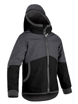 Softshell-Jacke mit Fleece für Kinder Street, Schwarz, Gestromtes Grau