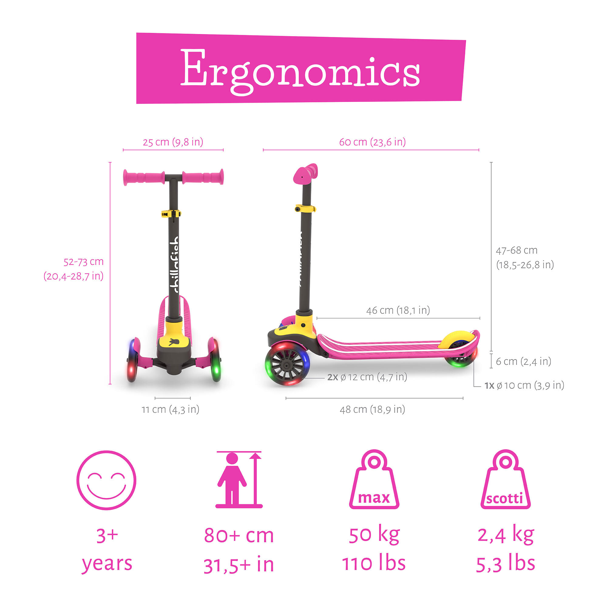 Trottinette 3 roues lumineuses à LED - SCOTTI GLOW, avec frein arrière intégré 3/7