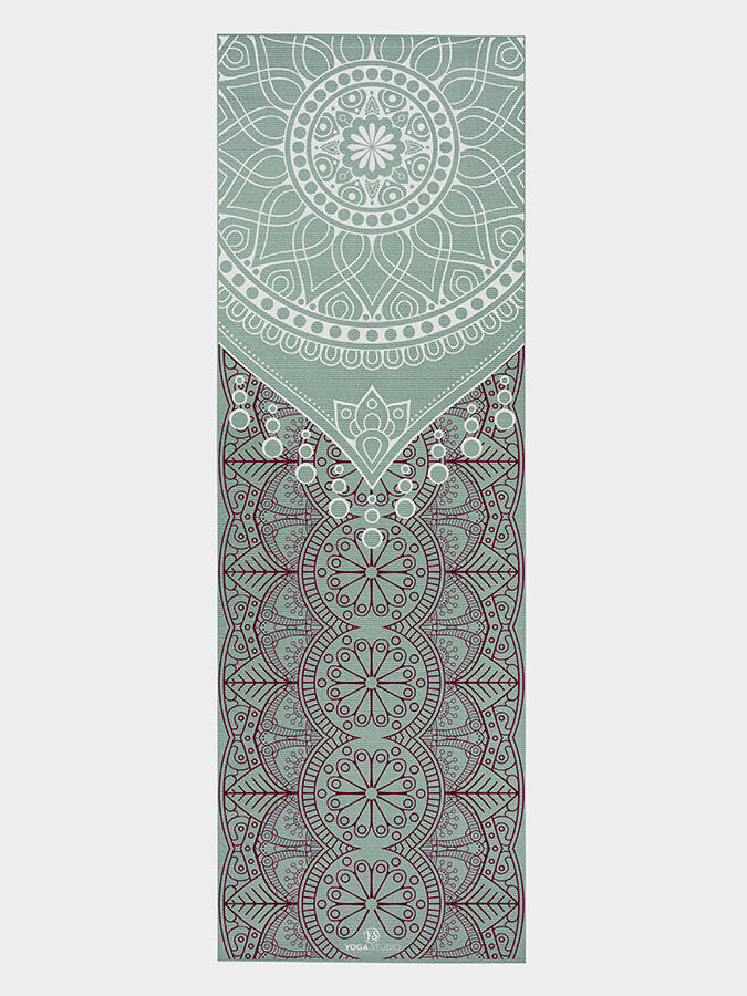 The Yoga Studio Designed Mats 6mm - Sage Green Mat Dew Drop Mandala 2/4