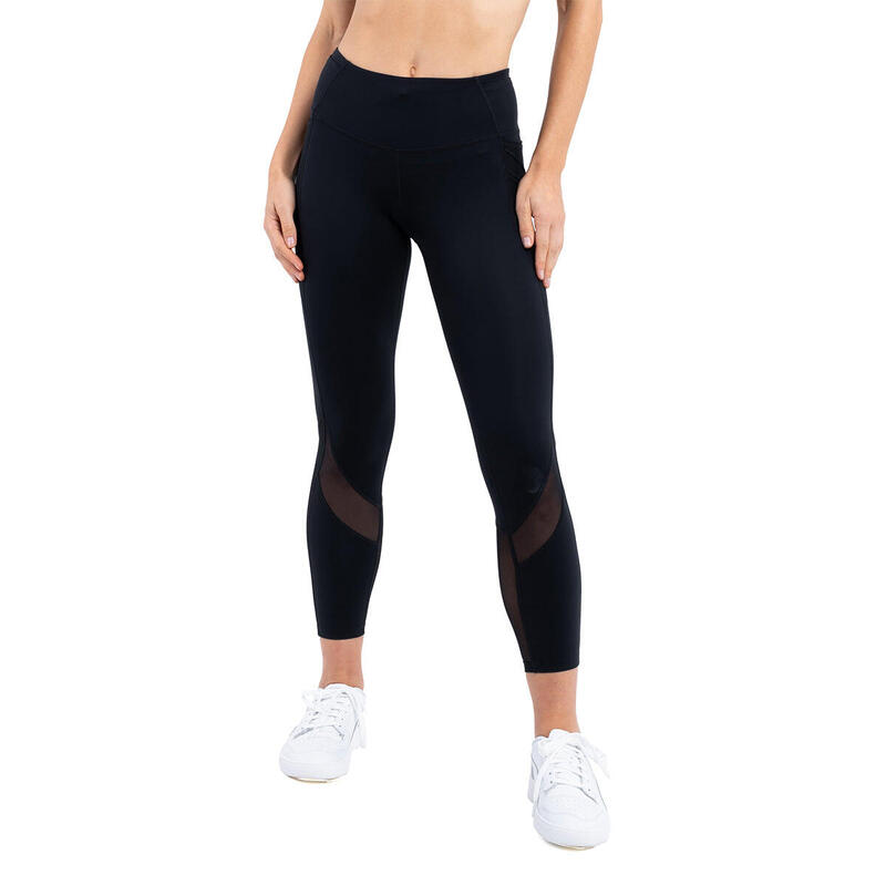 Women MultiPocket High-Waist Breathable Activewear Mesh Legging - BLACK