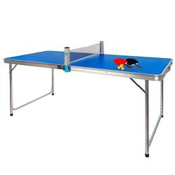 Juego de mesa de ping pong plegable y portátil de tamaño mediano de 6 pies  para juegos de interior y exterior con red, 2 paletas de tenis de mesa y 3