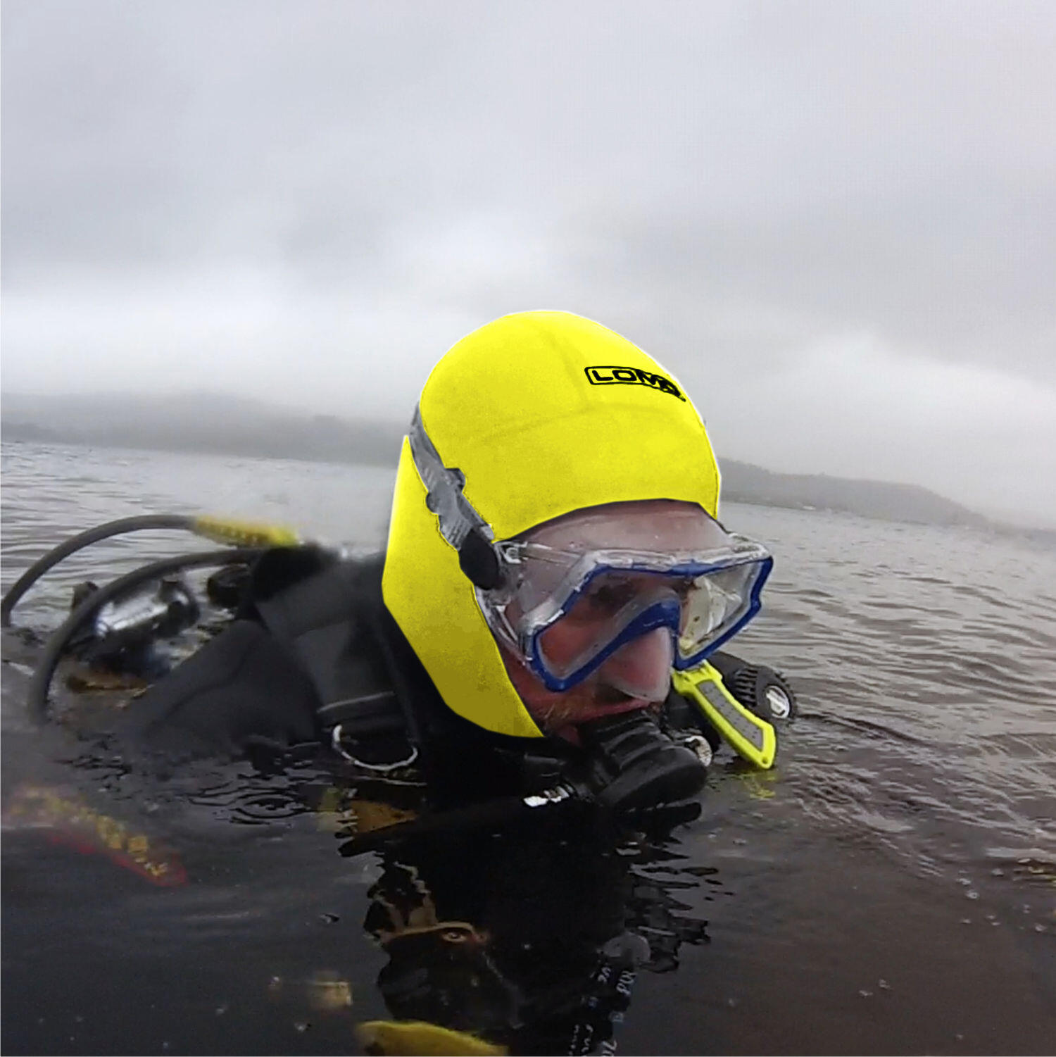 Lomo Yellow Wetsuit Hood - 5mm Hi Vis Yellow Neoprene Hood 2/4