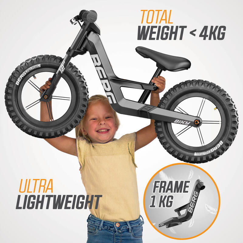 BERG Biky Cross Noir 12 inch vélo enfant draisienne avec frein à mains