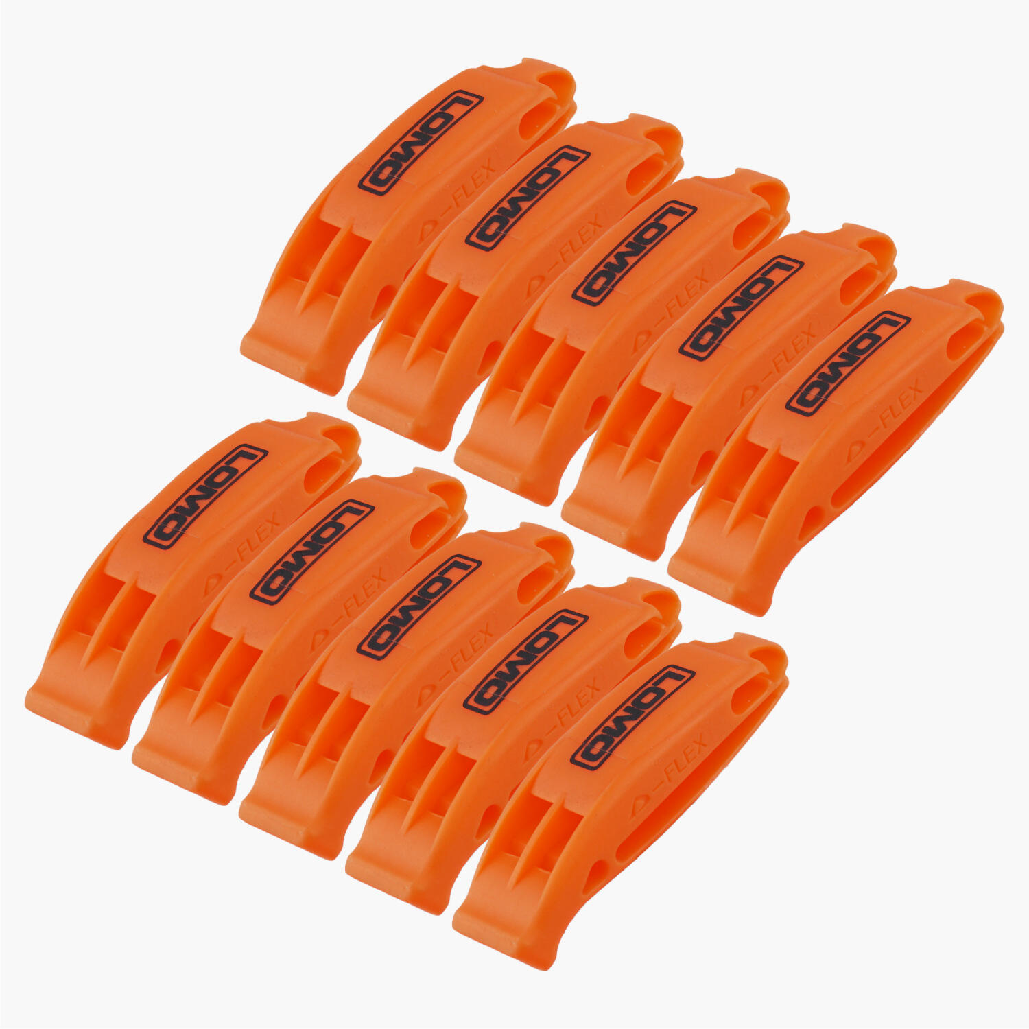 Lomo Orange Plastic Marine Safety Whistles - 10 Pack 1/4