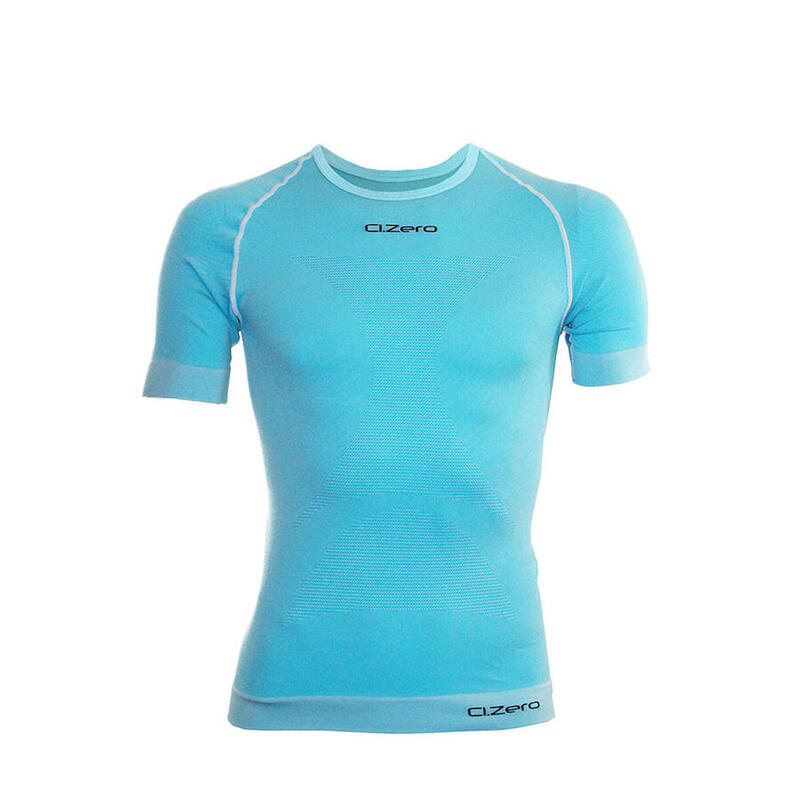 T-shirt girocollo light fitness unisex in fibra di Dryarn azzurra