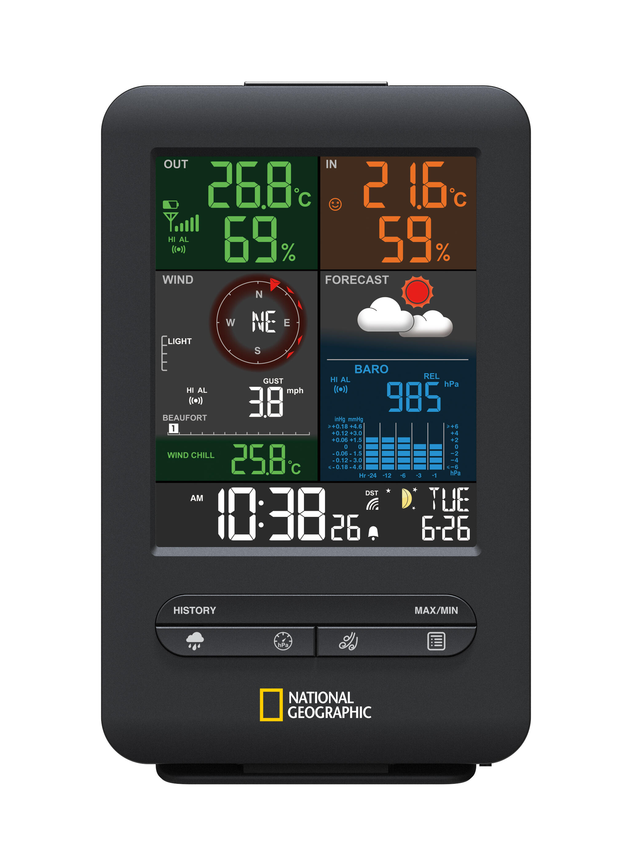 National Geographic Centrale météo 5-en-1 avec Écran en Couleurs 2/6