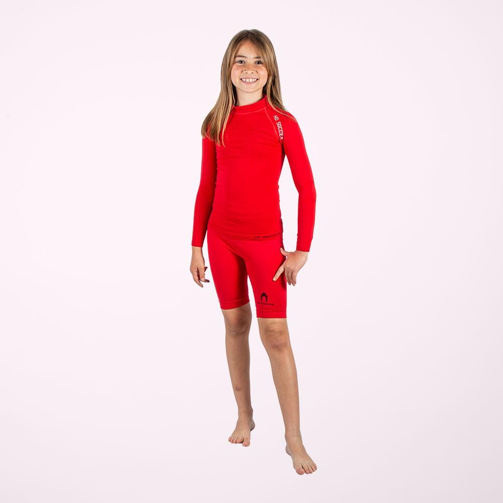 Pantaloni termici corto bambino Ho Soccer rosso 2/7