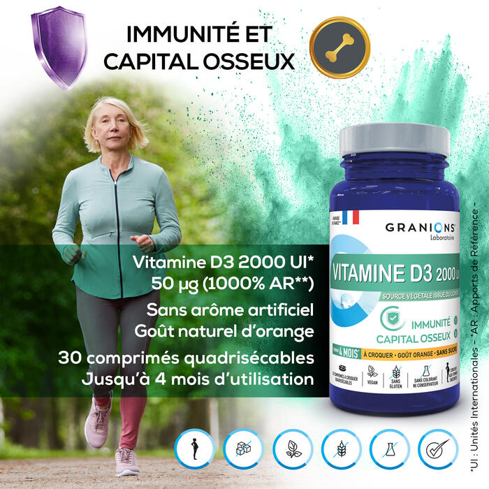 Vitamine D3 2000 UI - 30 comprimés à croquer 3/7