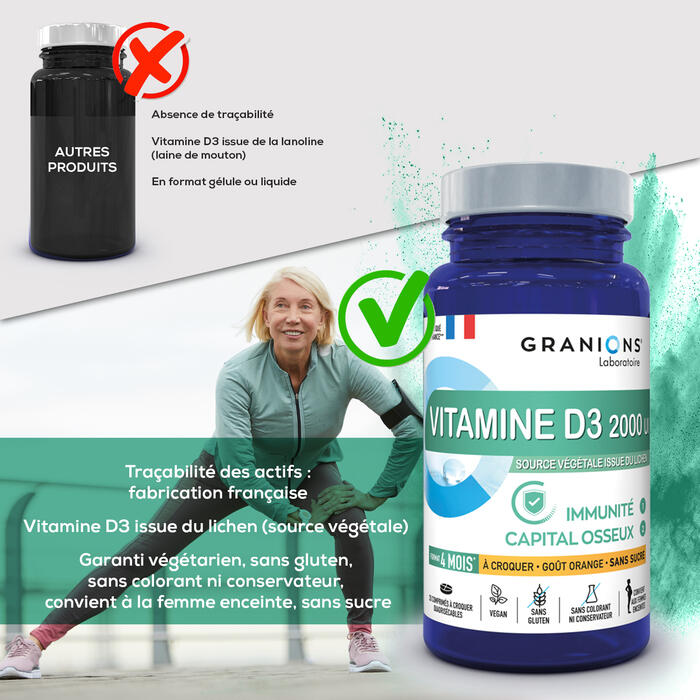 Vitamine D3 2000 UI - 30 comprimés à croquer 5/7