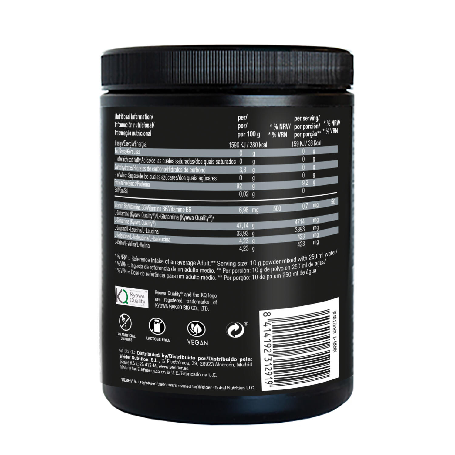 BCAA/Glutamine - Premium BCAA 8:1:1 + L-Glutamine - Framboise Bleue 500g 4/4